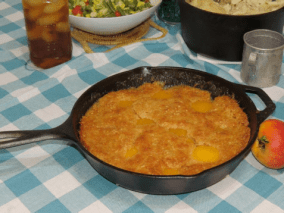 Peach Cobbler in Cast Iron Skillet