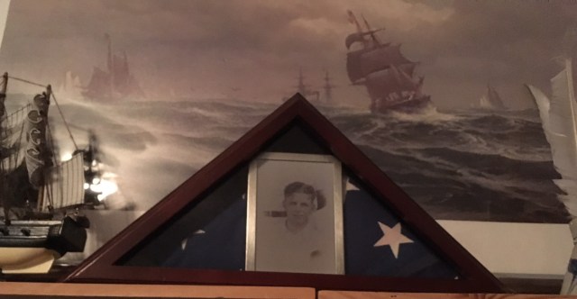 Dad's Burial Flag and Navy Picture