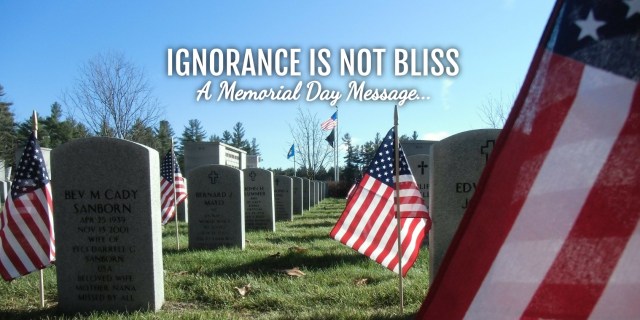 Ignorance is not Bliss, a Memorial Day Message, Christians Read, Vicki Hinze